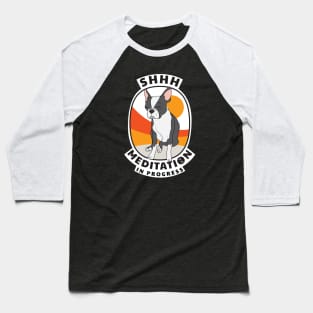 Meditating Boston Terrier Baseball T-Shirt